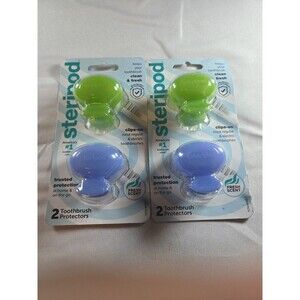 4 X STERIPOD Clip On Toothbrush Pod Protector Sanitizing Case Fresh Scent